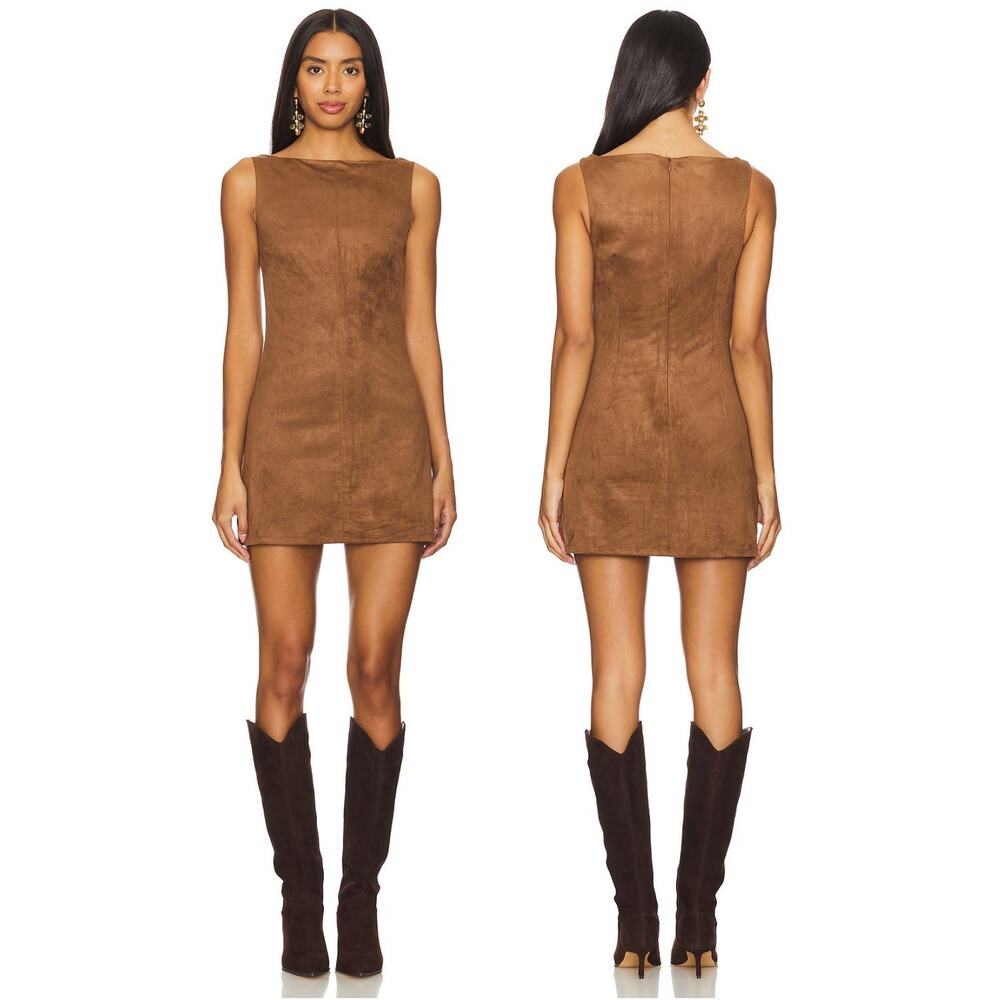 Tularosa Mimi Mini Dress Faux Suede Evening Preppy Cocktail Party Fall Winter L